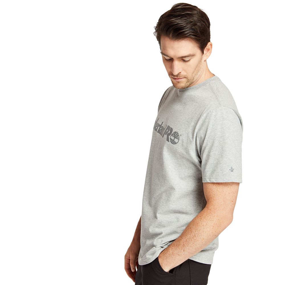 Camisetas Timberland Hombre Pro® Manga Corta Base Plate Wicking Logo Gris - Chile AUH-179350